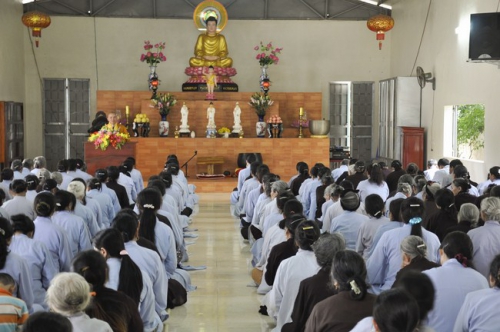 A buddha recitation cultivating day at the an phap buddhist temple - nghe an.