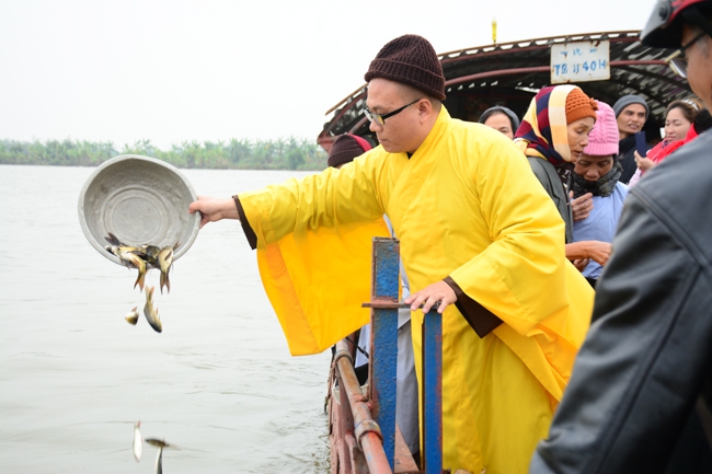 Releasing Living Creatures In Tay Khanh Pagoda In The Early Lunar New Year