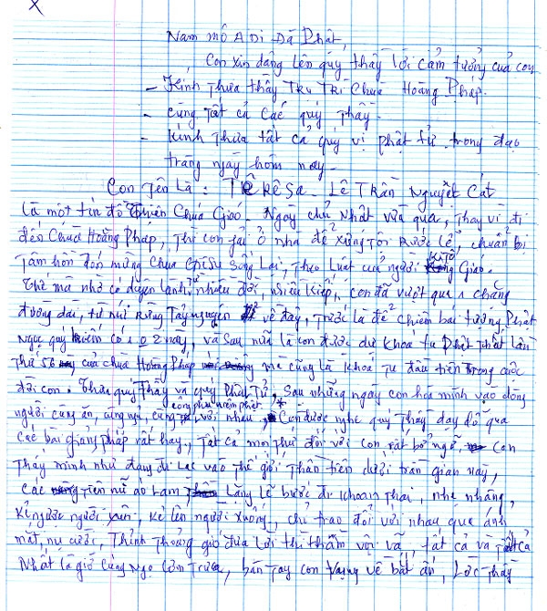 Cảm tưởng của cô Lê Trần Nguyệt Cát về khóa tu Phật thất lần thứ 56