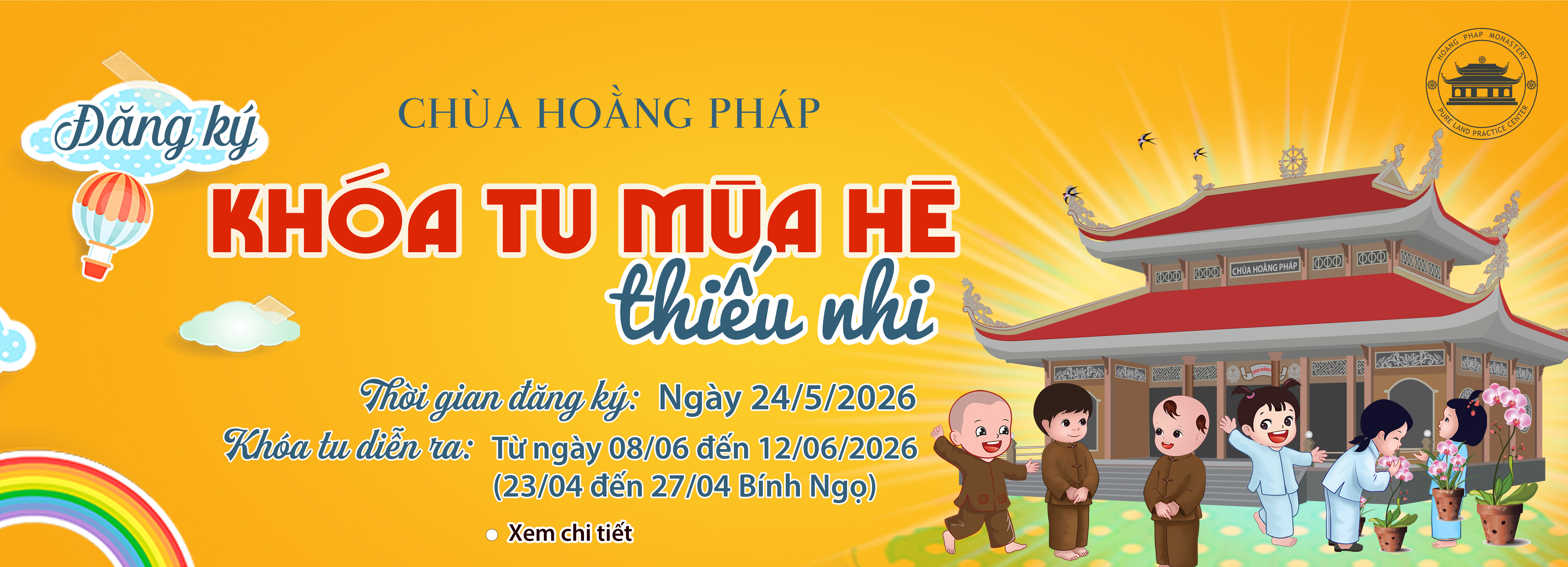TUYỂN SINH KHÓA TU MÙA HÈ THIẾU NHI  XUẤT GIA GIEO DUYÊN 2026.