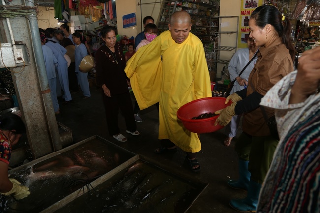 Giving vegetarian rice portions and releasing creatures at Dong Cao Pagoda - Thanh Hoa