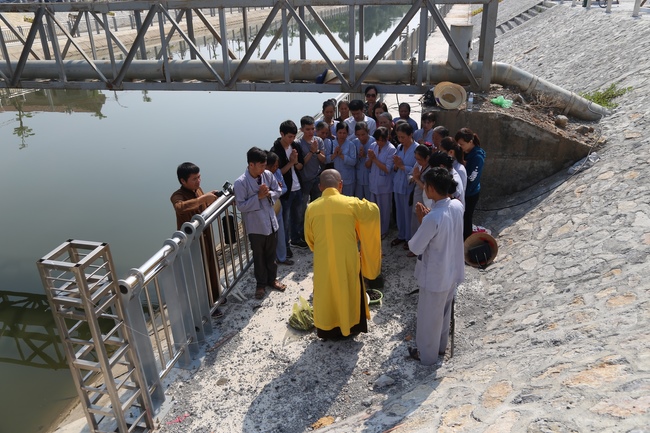 Giving vegetarian rice portions and releasing creatures at Dong Cao Pagoda - Thanh Hoa