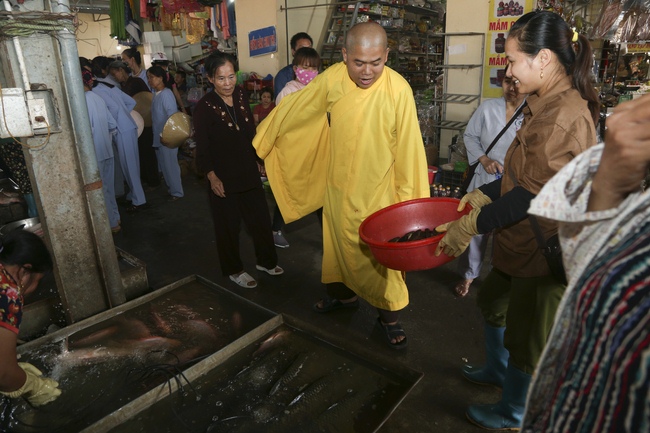 Phát cơm chay và phóng sanh chùa Đống Cao