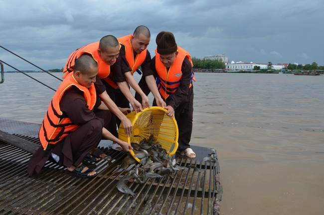 The  praying ceremony for rebirth and releasing creatures in Can Tho.