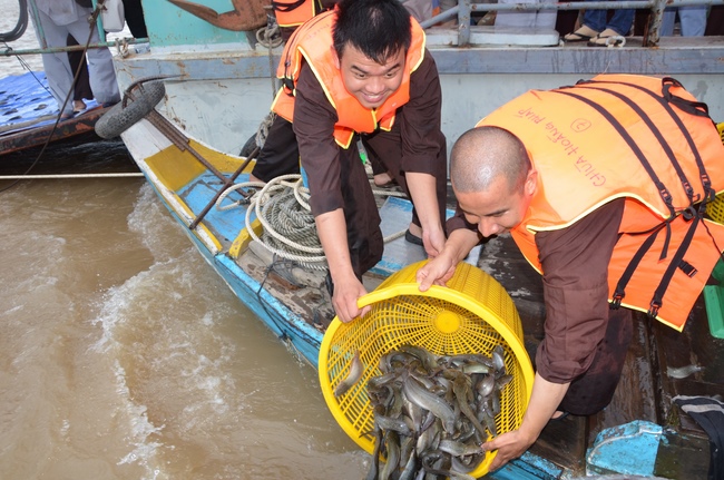 The  praying ceremony for rebirth and releasing creatures in Can Tho.