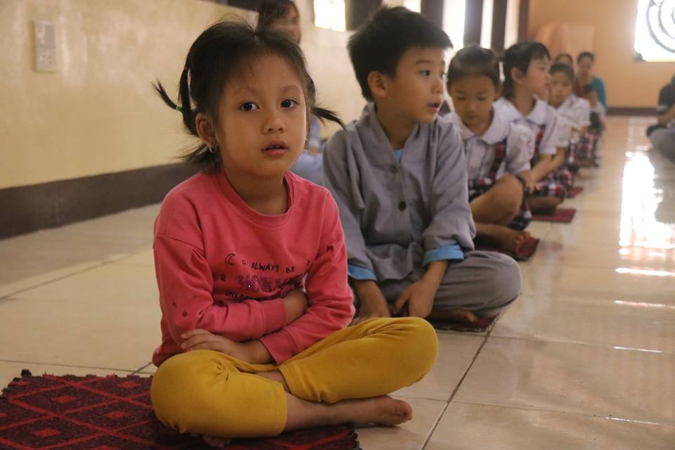 Children's smile - the playground of sowing Viet lotus seeds at Hoa Phuc pagoda