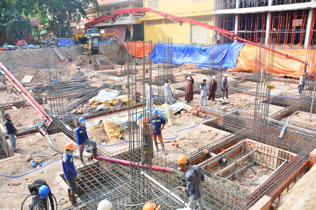 Basement concrete pouring the Multifunctional Building
