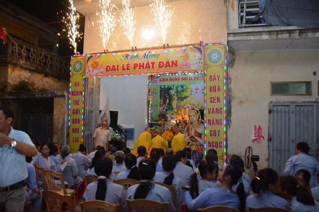 The ceremony of bath the Buddha in the Lumbini gardens of Buddhist  houses in Thai Binh province
