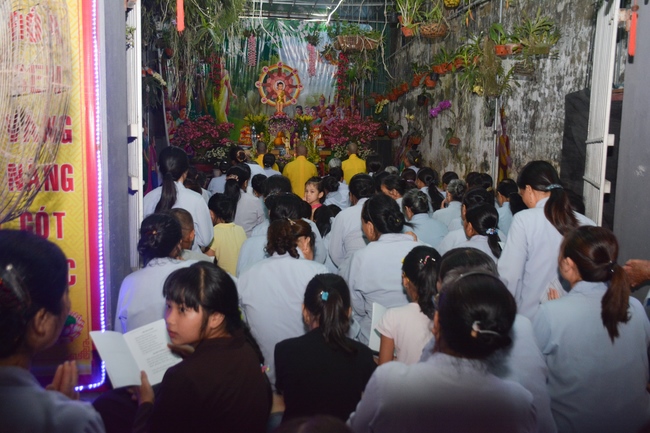 The ceremony of bath the Buddha in the Lumbini gardens of Buddhist  houses in Thai Binh province
