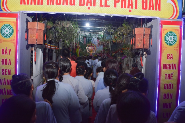 The ceremony of bath the Buddha in the Lumbini gardens of Buddhist  houses in Thai Binh province