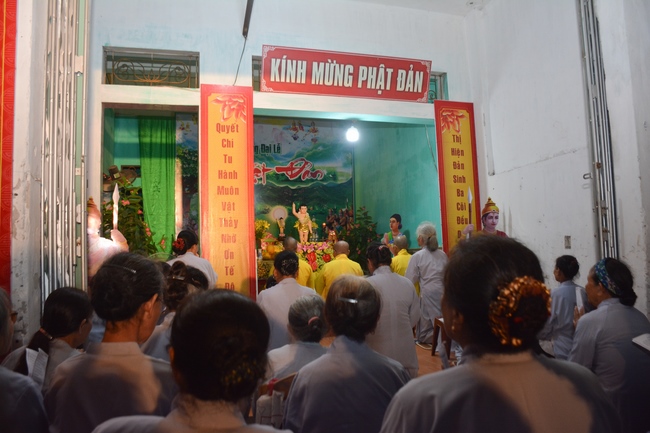 The ceremony of bath the Buddha in the Lumbini gardens of Buddhist  houses in Thai Binh province