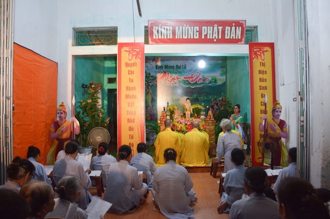 The ceremony of bath the Buddha in the Lumbini gardens of Buddhist  houses in Thai Binh province