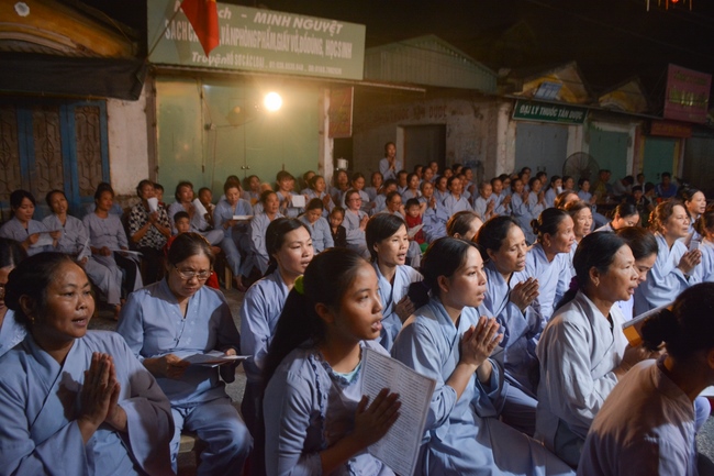 The ceremony of bath the Buddha in the Lumbini gardens of Buddhist  houses in Thai Binh province