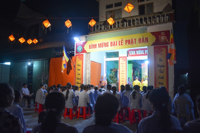 The ceremony of bath the Buddha in the Lumbini gardens of Buddhist  houses in Thai Binh province