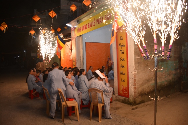 The ceremony of bath the Buddha in the Lumbini gardens of Buddhist  houses in Thai Binh province