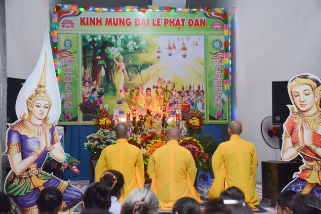 The ceremony of bath the Buddha in the Lumbini gardens of Buddhist  houses in Thai Binh province