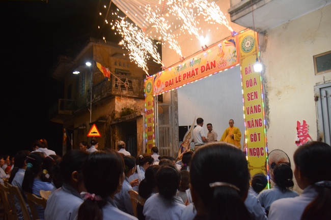 The ceremony of bath the Buddha in the Lumbini gardens of Buddhist  houses in Thai Binh province