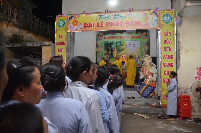 The ceremony of bath the Buddha in the Lumbini gardens of Buddhist  houses in Thai Binh province