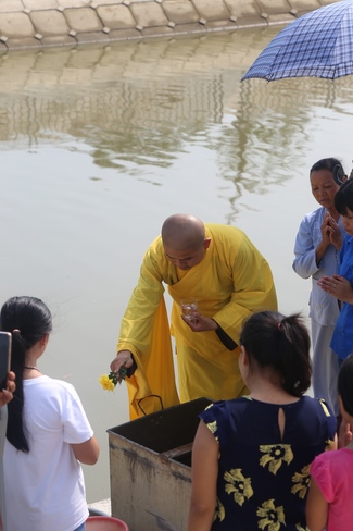 Giving vegetarian rice portions and releasing creatures at Dong Cao Pagoda - Thanh Hoa
