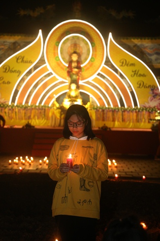 Dong Cao pagoda warmly celebrating enlightened achievement of the Bodhisattva Siddhartha