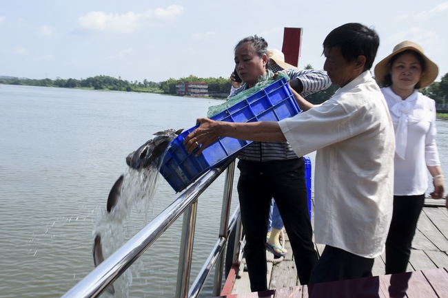 The rite of burial in water and freeing creatures in Binh My, Cu Chi