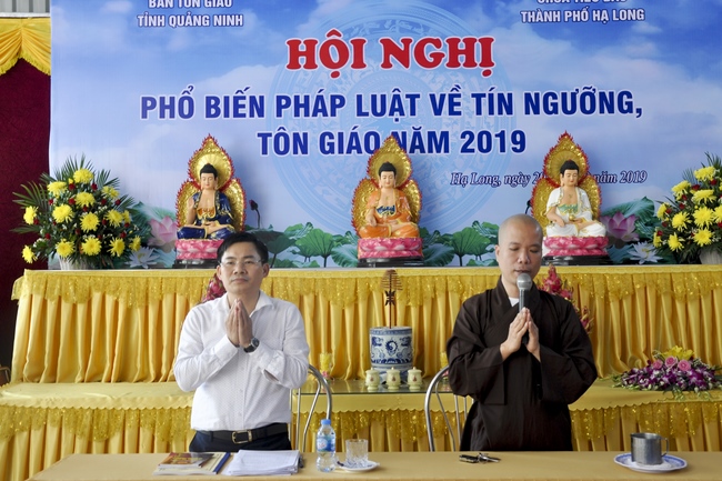 Meeting of popularizing the laws of beliefs and religions at Tieu Dao pagoda, Quang Ninh