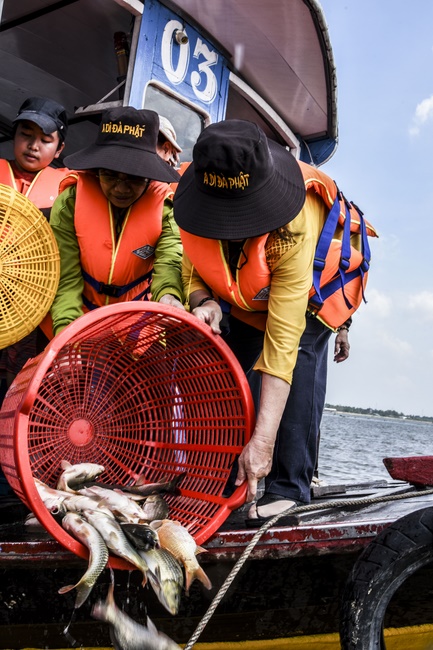 Offering to Quoc Thoi Pagoda and freeing creatures in Ben Tre