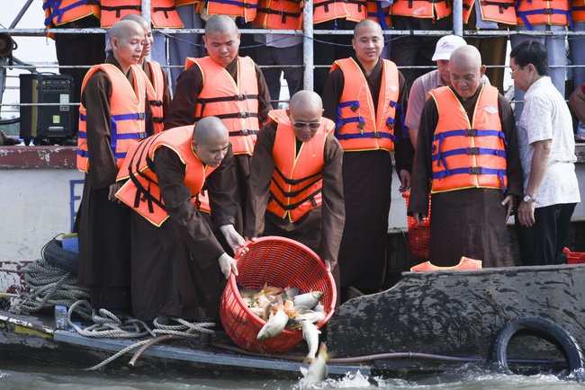 Freeing creatures at Co Bac ferry in Can Tho