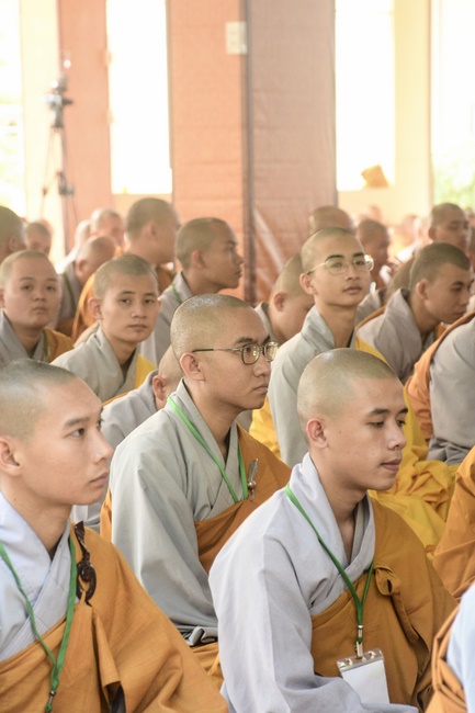 Receiving precepts from the Dieu Tam precept altar of the monks at Hoang Phap Pagoda