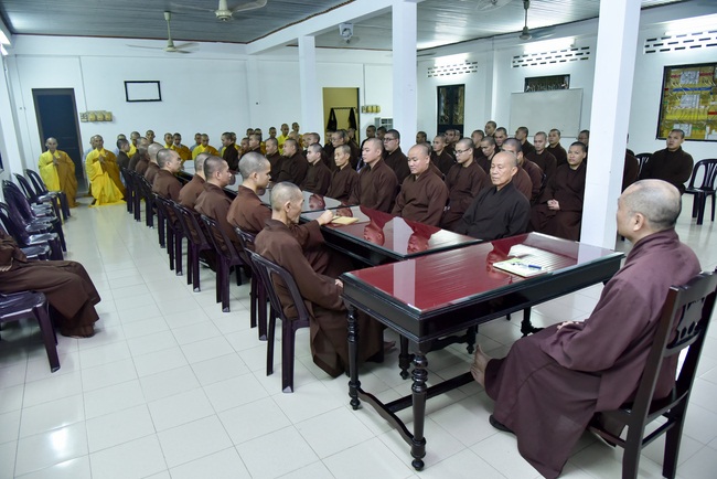 Receiving precepts from the Dieu Tam precept altar of the monks at Hoang Phap Pagoda