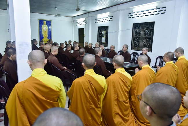 Receiving precepts from the Dieu Tam precept altar of the monks at Hoang Phap Pagoda