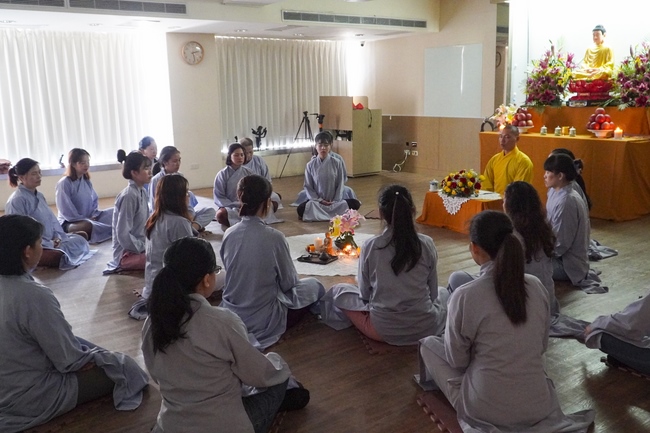 Preaching dharma talk in Taipei, Taiwan