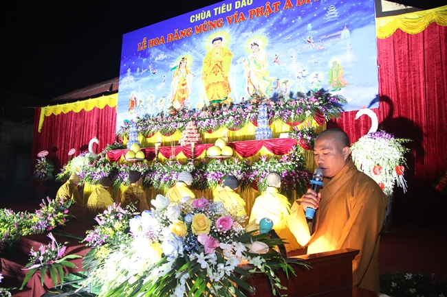 The flower lantern ceremony commemorating the Buddha Amitabha at Tieu Dao pagoda.