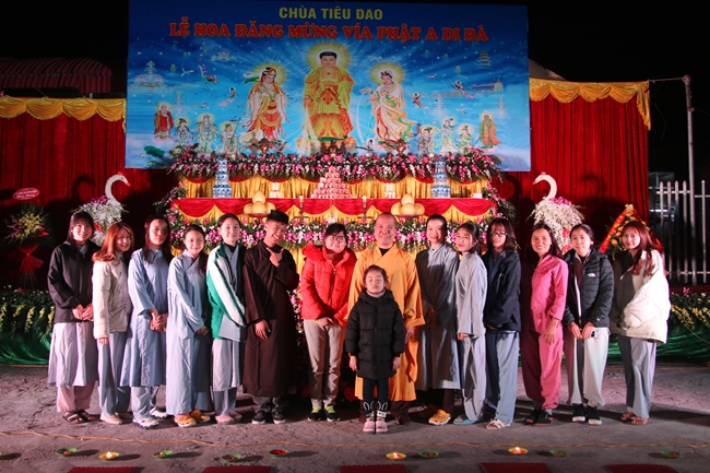 The flower lantern ceremony commemorating the Buddha Amitabha at Tieu Dao pagoda.