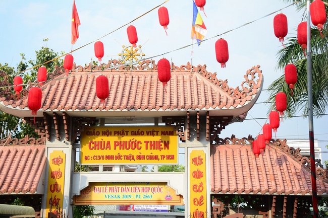 A Ceremony Lighting  Flower Lanterns to Celebrate Birthday Of Amitabha Buddha at Phuoc Thien Pagoda, Ho Chi Minh City
