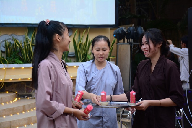 A Ceremony Lighting  Flower Lanterns to Celebrate Birthday Of Amitabha Buddha at Phuoc Thien Pagoda, Ho Chi Minh City