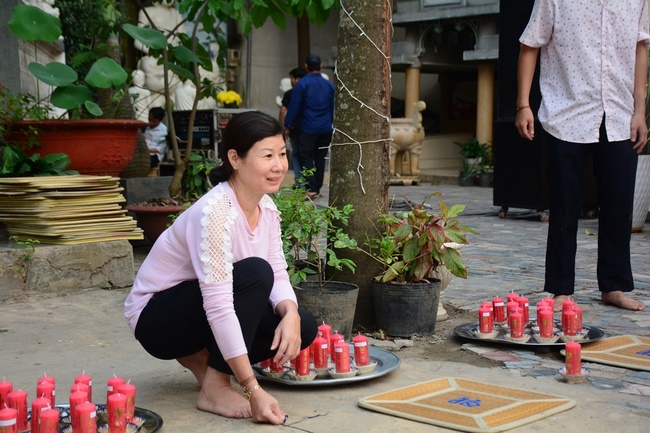 A Ceremony Lighting  Flower Lanterns to Celebrate Birthday Of Amitabha Buddha at Phuoc Thien Pagoda, Ho Chi Minh City