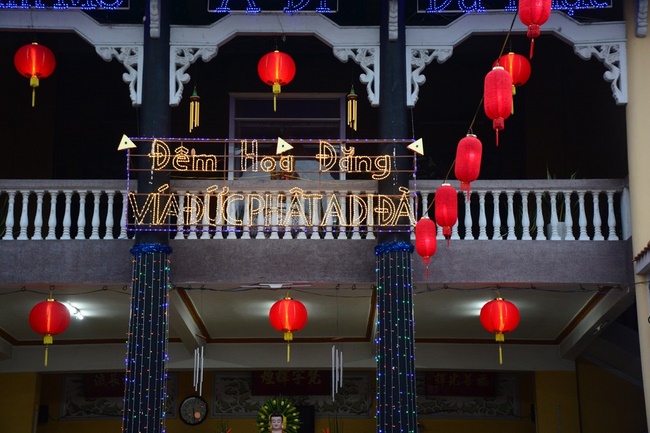 A Ceremony Lighting  Flower Lanterns to Celebrate Birthday Of Amitabha Buddha at Phuoc Thien Pagoda, Ho Chi Minh City