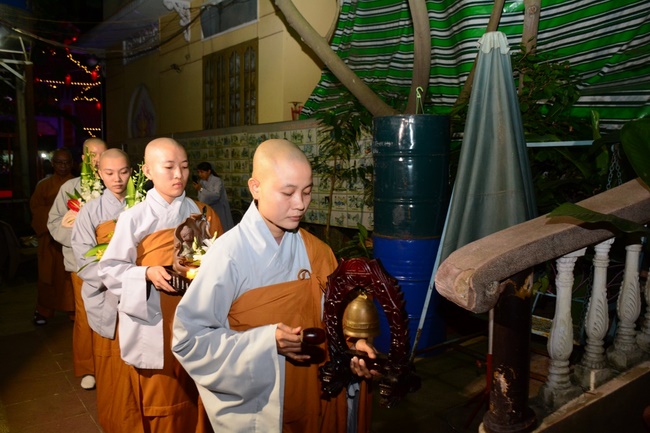 A Ceremony Lighting  Flower Lanterns to Celebrate Birthday Of Amitabha Buddha at Phuoc Thien Pagoda, Ho Chi Minh City