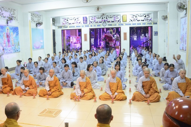 A Ceremony Lighting  Flower Lanterns to Celebrate Birthday Of Amitabha Buddha at Phuoc Thien Pagoda, Ho Chi Minh City