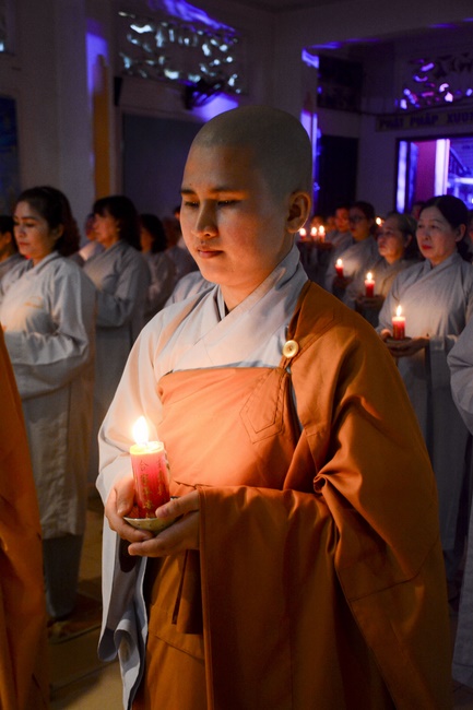 A Ceremony Lighting  Flower Lanterns to Celebrate Birthday Of Amitabha Buddha at Phuoc Thien Pagoda, Ho Chi Minh City