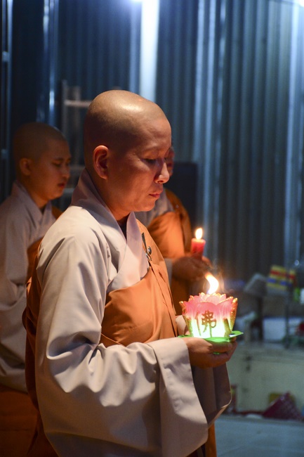 A Ceremony Lighting  Flower Lanterns to Celebrate Birthday Of Amitabha Buddha at Phuoc Thien Pagoda, Ho Chi Minh City
