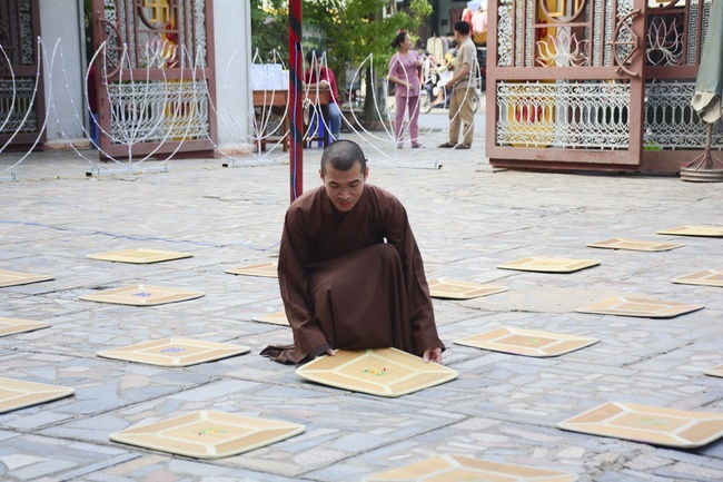 A Ceremony Lighting  Flower Lanterns to Celebrate Birthday Of Amitabha Buddha at Phuoc Thien Pagoda, Ho Chi Minh City