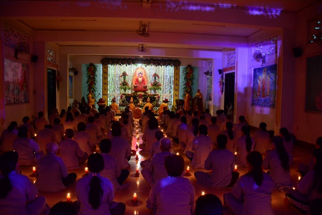 A Ceremony Lighting  Flower Lanterns to Celebrate Birthday Of Amitabha Buddha at Phuoc Thien Pagoda, Ho Chi Minh City