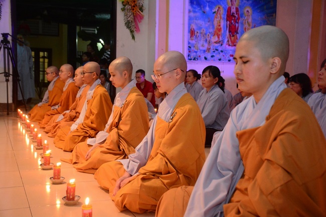 A Ceremony Lighting  Flower Lanterns to Celebrate Birthday Of Amitabha Buddha at Phuoc Thien Pagoda, Ho Chi Minh City