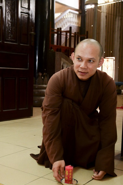 A Ceremony Lighting  Flower Lanterns to Celebrate Birthday Of Amitabha Buddha at Phuoc Thien Pagoda, Ho Chi Minh City