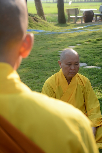 Monks of Hoang Phap Pagoda wishing  a long life  to the Senior Abbot.