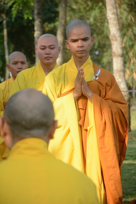 Monks of Hoang Phap Pagoda wishing  a long life  to the Senior Abbot.