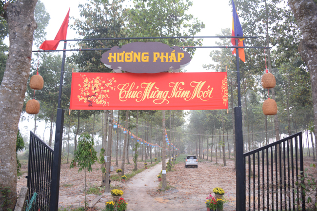 Nearly a thousand Buddhists wishing Senior Ven Thich Chan Tinh a Happy New Year on the lunar Third Day at Huong Phap Pagoda