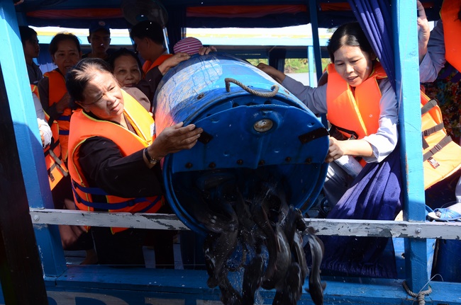 Offering alms at Quoc Thoi pagoda and releasing creatues in Ben Tre